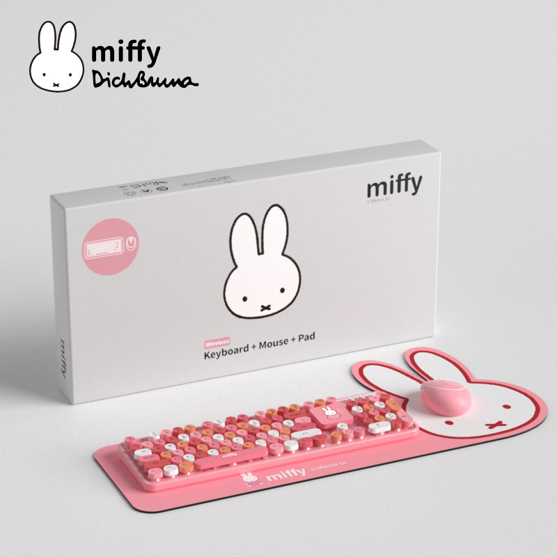 Mipow X Miffy Wireless Keyboard Mouse Combo with Mouse pad Full size Round  Keycaps, 2.4G, Gaming for Windows, Computer, Desktop, PC, Notebook, Laptop