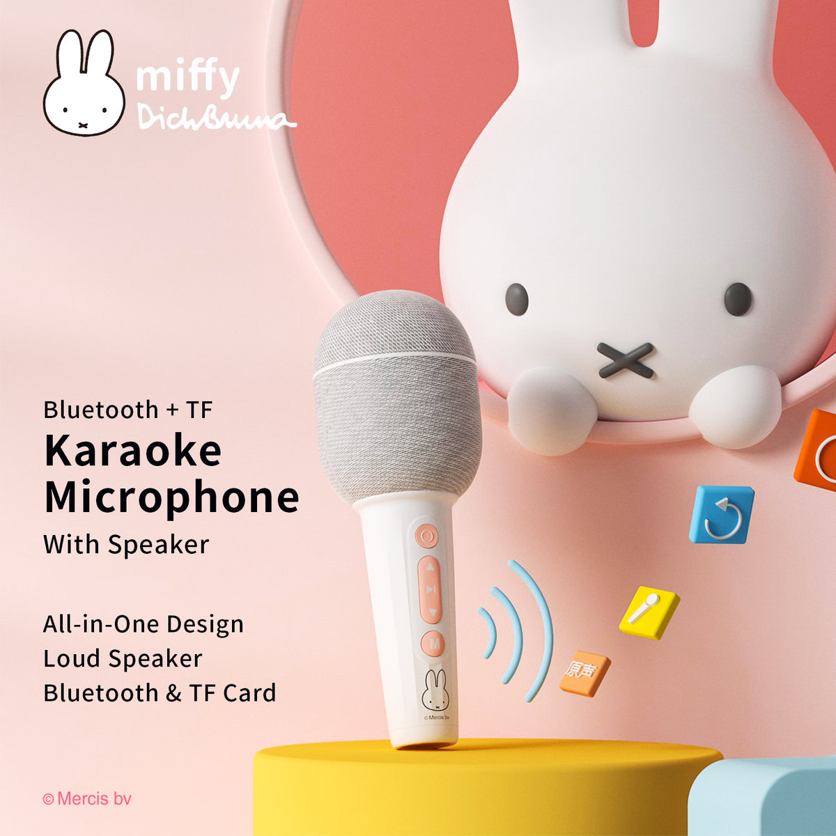 Lucky Voice Pink Karaoke Bluetooth Microphone