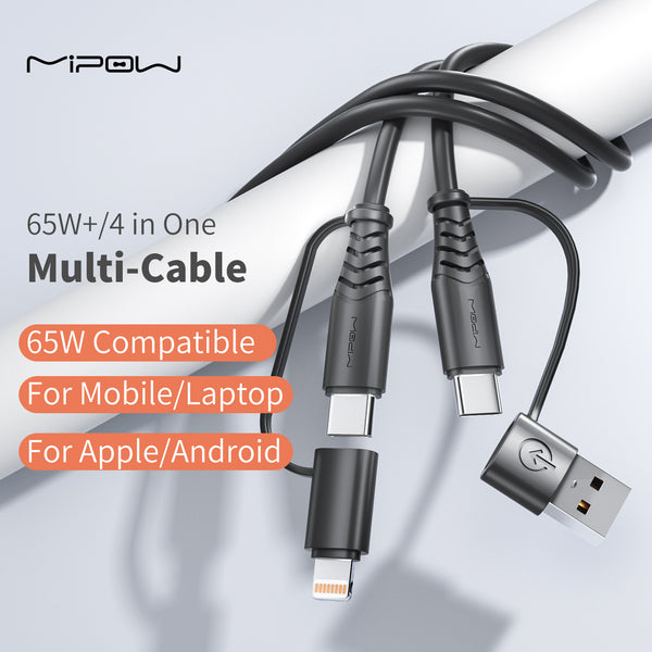 Chargeur USB-C & USB-A 65 W + Câbles USB-C et Lightning - Novodio